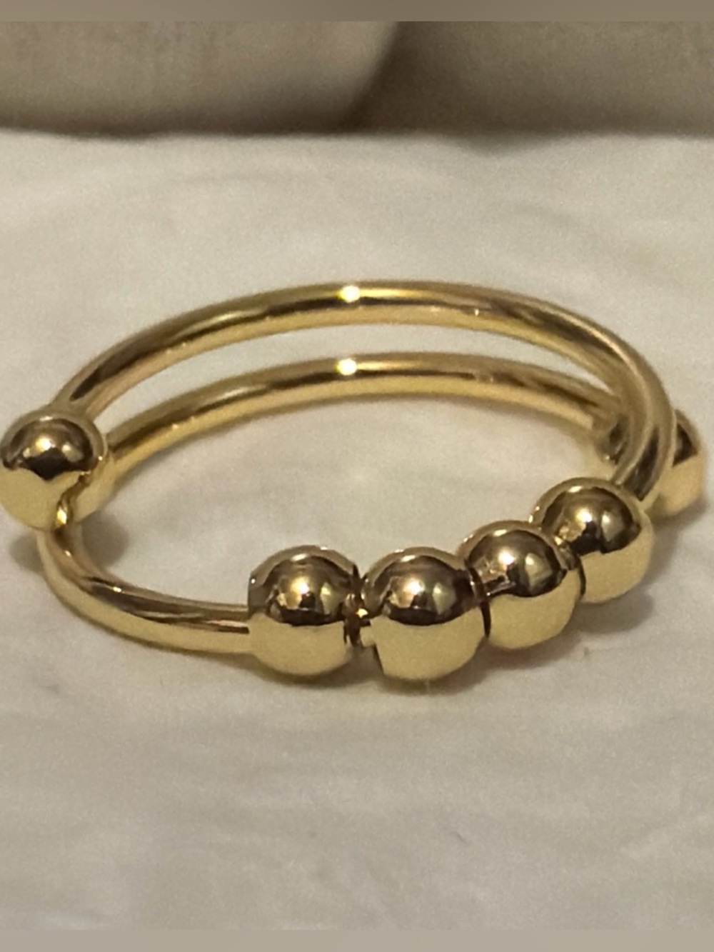 Gold Bead Double-Row Ring - Elegant Women's Jewelry